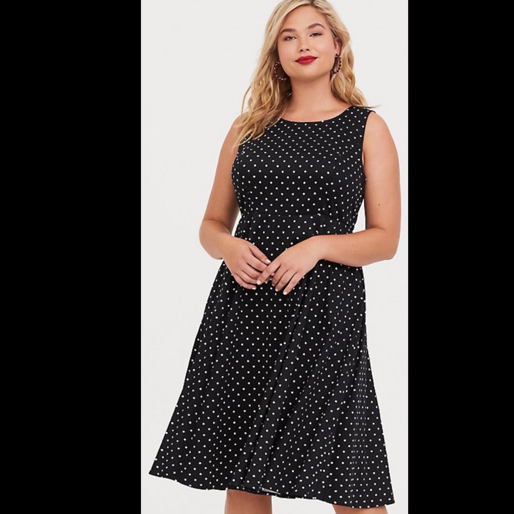 Torrid Retro Chic Polka Dot Bow Back Skater Dress